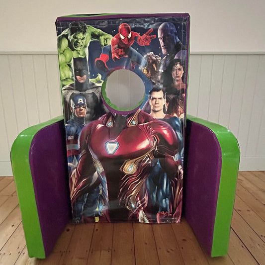 Superhero ‘Face in Hole’ Peek a Boo Pink & Purple 2