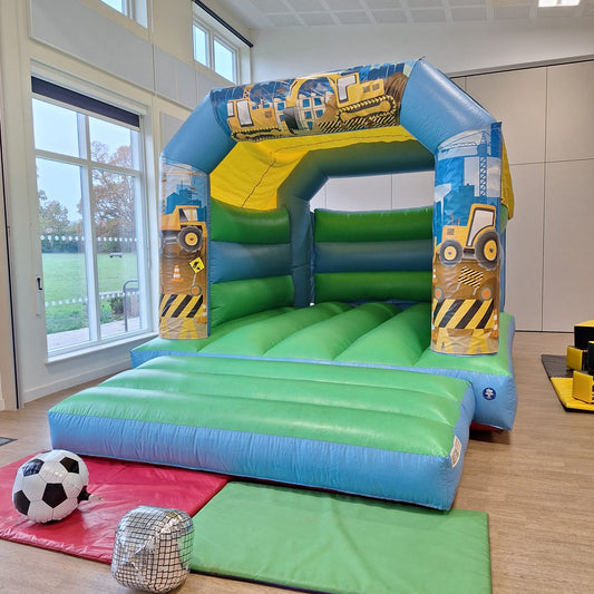 Construction Themed Bouncy Castle Blue & Green