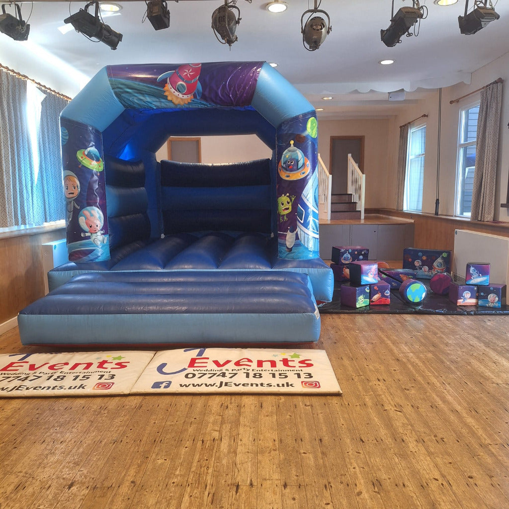 Space 2 Themed Bouncy Castle Blue