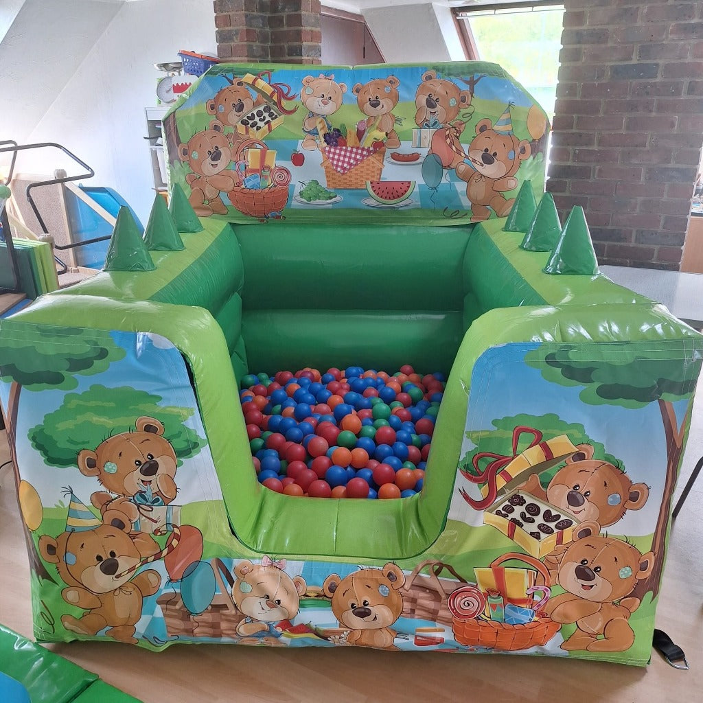 Teddy Bear Picnic Green Inflatable Ball Pool Air Juggler