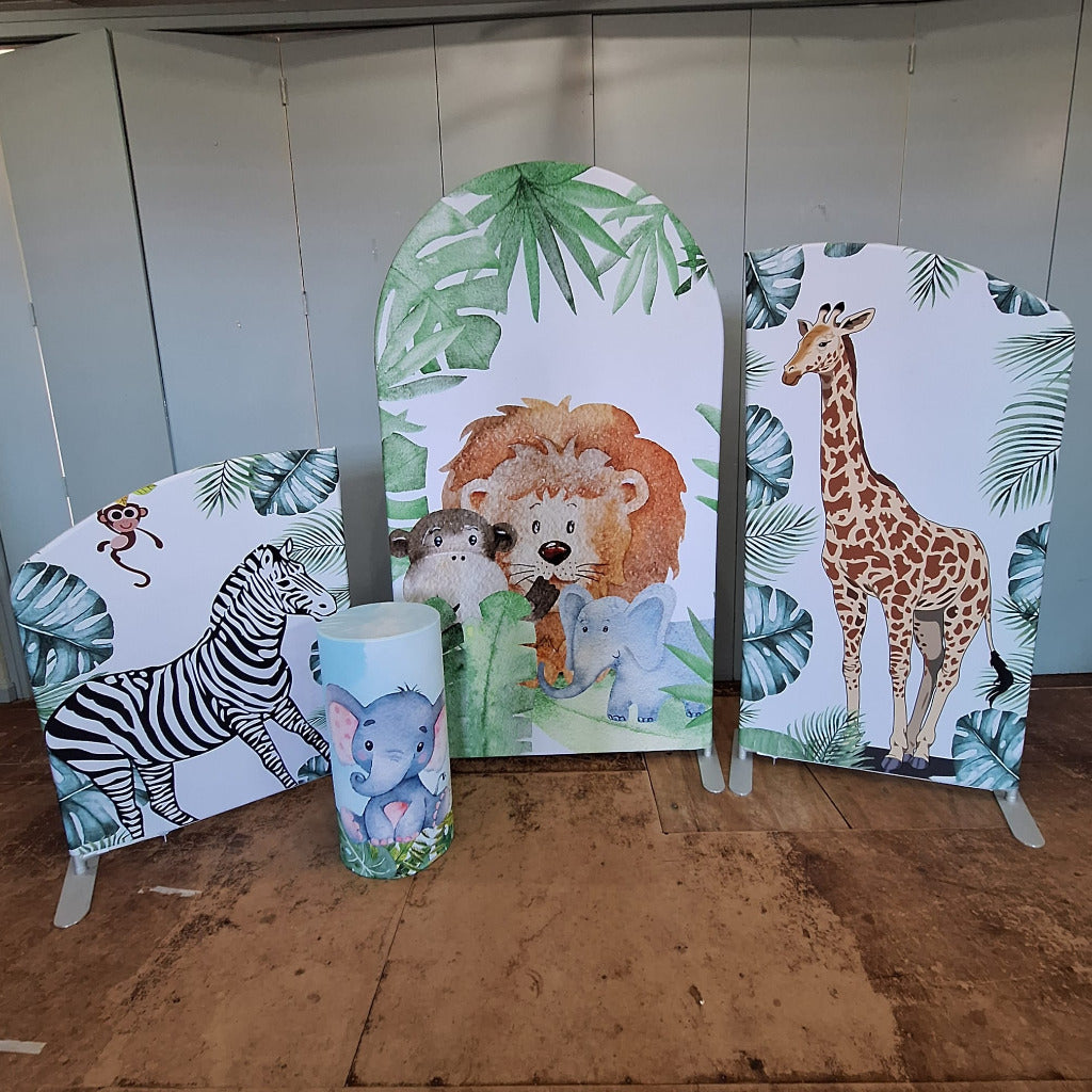 4ft, 6ft & 7ft Sail Backdrops & Plinth Package Jungle Themed