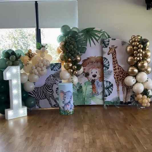 4ft, 6ft & 7ft Sail Backdrops & Plinth Package Jungle Themed