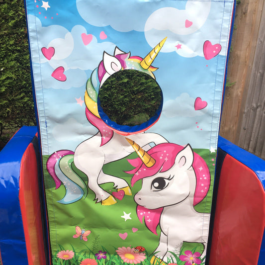 Unicorn ‘Face in Hole’  Peek a Boo Green & Orange