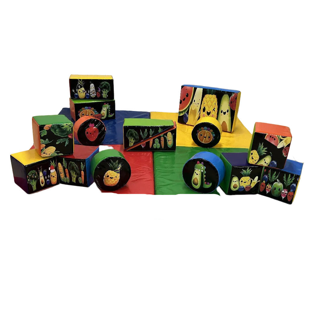 Dancing Fruits and Vegetables Soft Play Shapes plus 4x Strawberries Soft Play Shapes