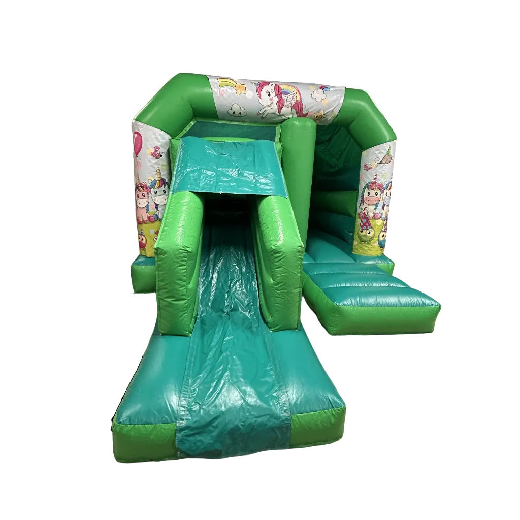 Party Time Unicorn Bounce 'n' Slide Green