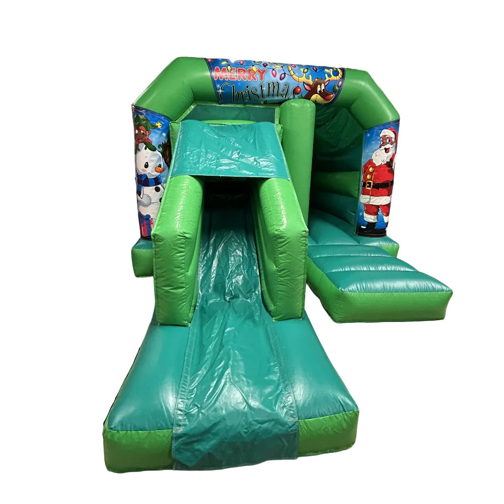 Green Bounce 'n' Slide Christmas Themed