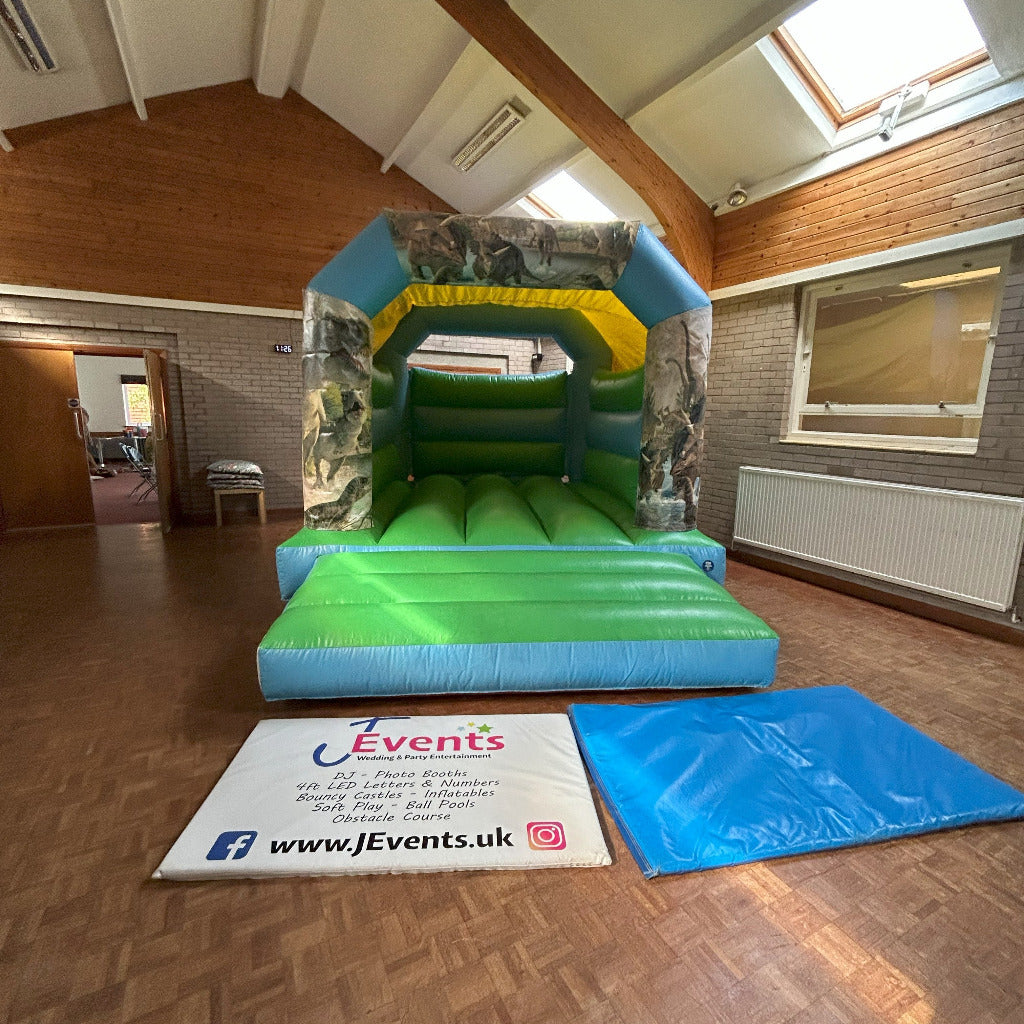 Blue & Green Bouncy Castle Dinosaur Themed