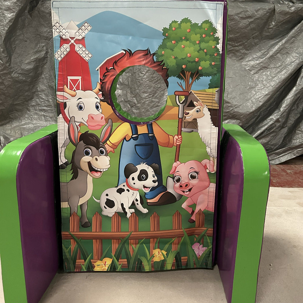 Farmyard ‘Face in Hole’ Peek a Boo Green & Purple