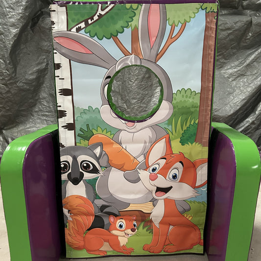 Woodland ‘Face in Hole’  Peek a Boo Green & Purple