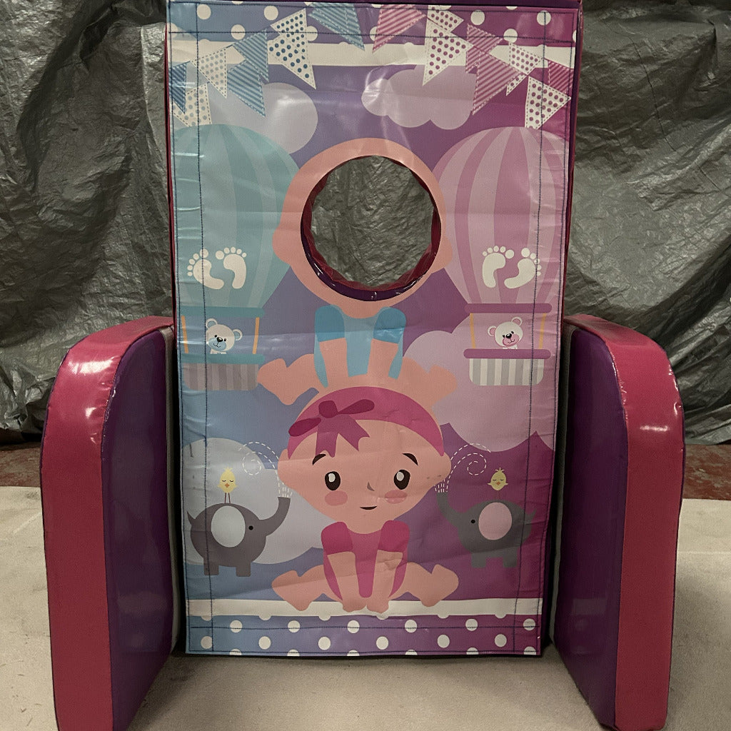Gender Reveal Baby ‘Face in Hole’ Peek a Boo Pink & Purple