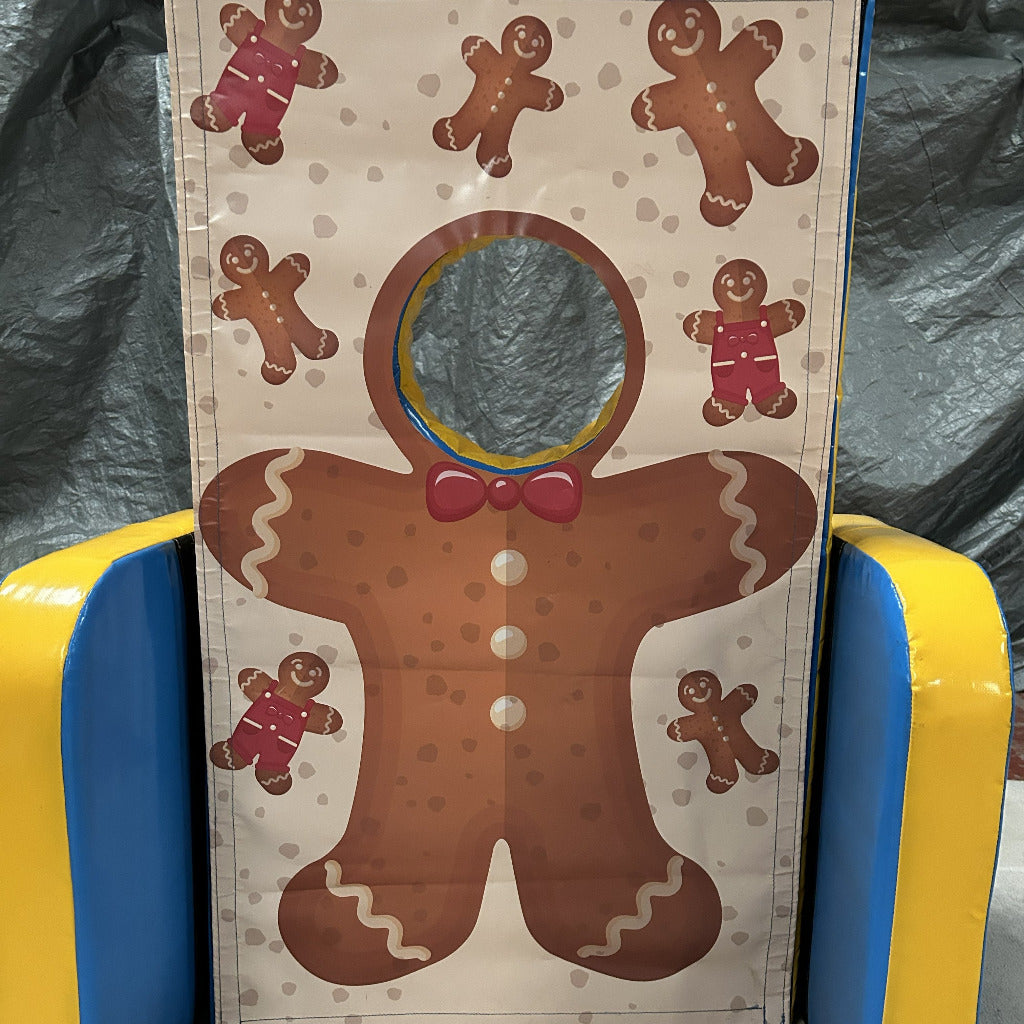 Gingerbread Man ‘Face in Hole’ Peek a Boo Blue & Yellow