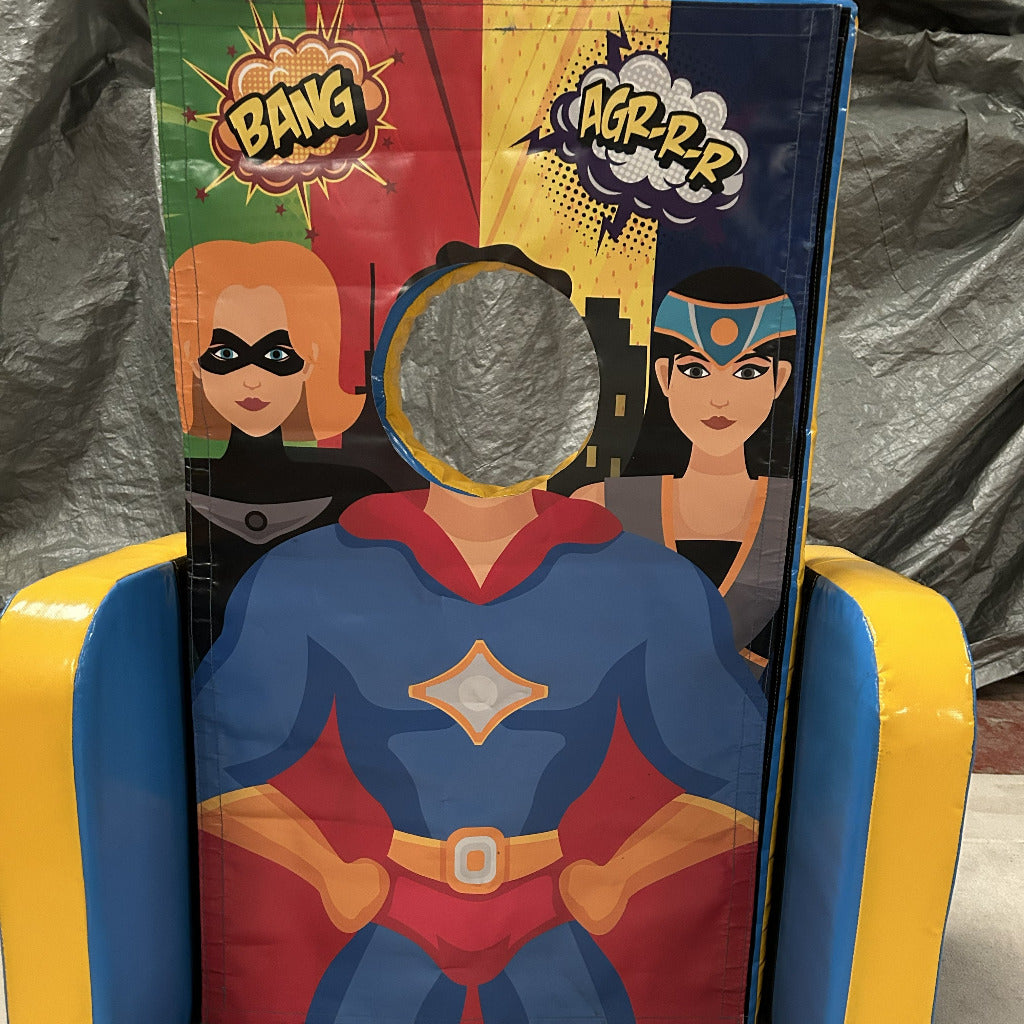 Superhero ‘Face in Hole’ Peek a Boo Blue & Yellow
