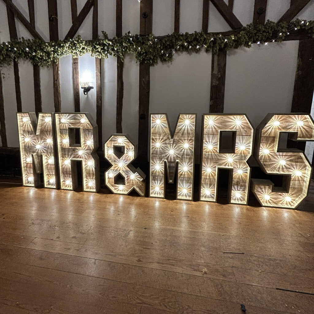 4ft LED Rustic MR & MRS Letters