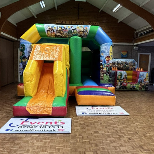 Lego Multicoloured Rainbow Bounce 'n' Slide, Bouncy Castle, Ball Pool, Multicoloured Soft Play Shapes & 72x Lego Building Bricks XXL