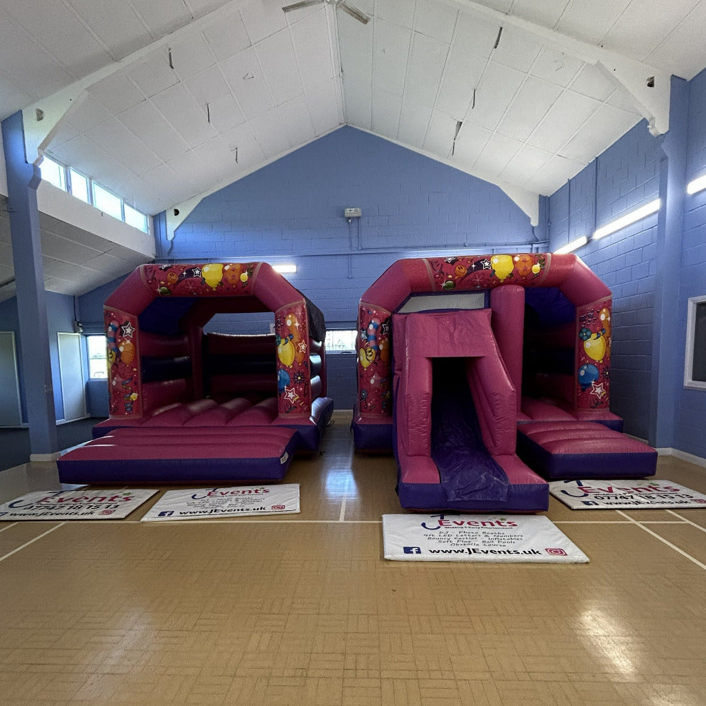 Pink & Purple Bouncy Castle & Pink & Purple Bounce 'n' Slide Bouncy Castle