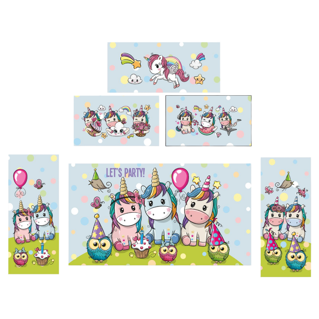 Party Time Unicorn Bouncy Castle Blue & Green