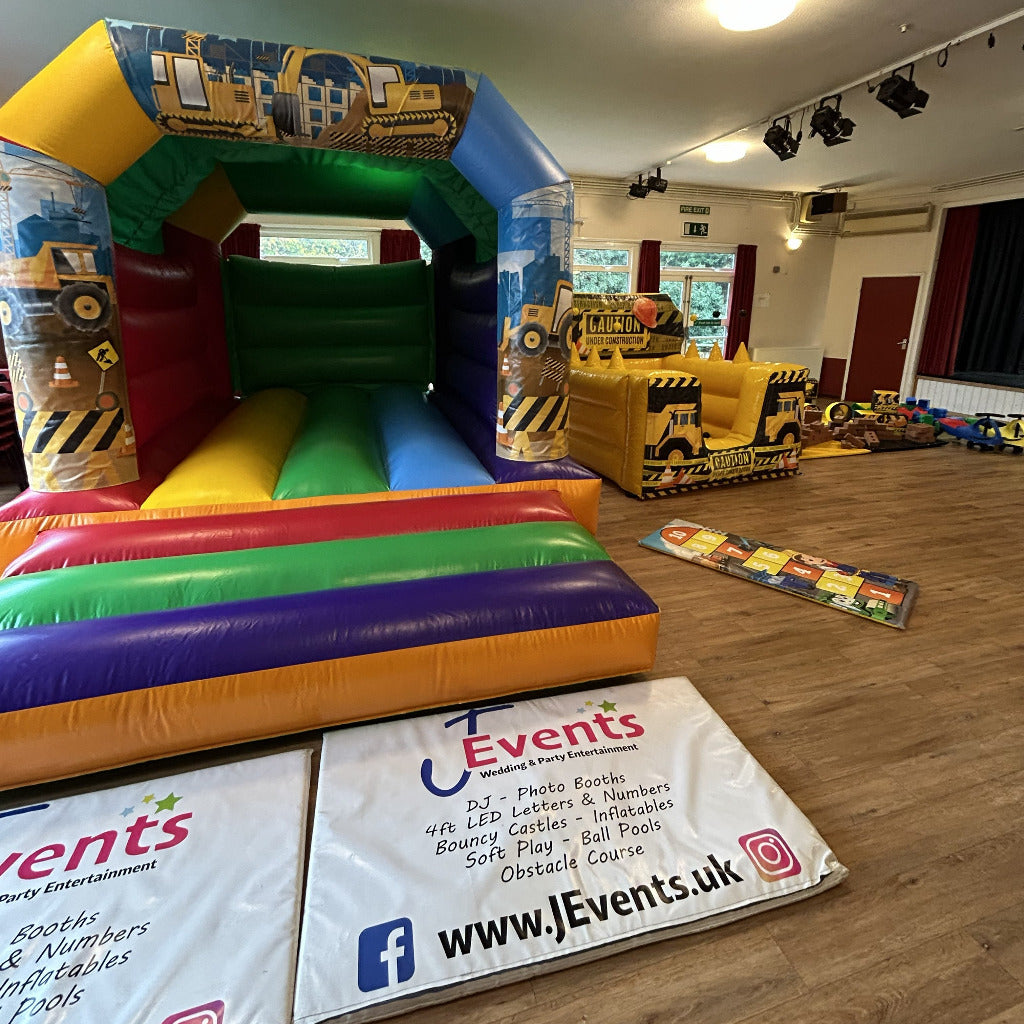 Construction Bouncy Castle, Ball Pool & Soft Play Package Rainbow