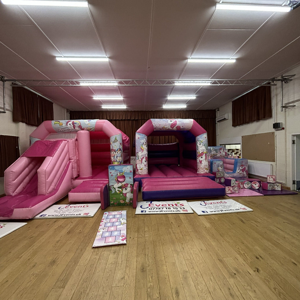 Pink Bounce 'n' Slide Party Time Unicorn Themed