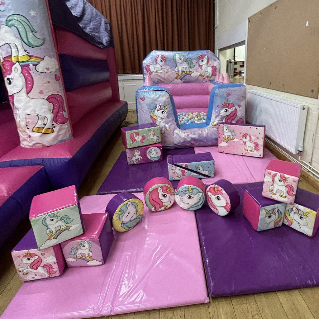 Cute Unicorn Light Pastel Pink & Light Pastel Blue Inflatable Ball Pool Air Juggler