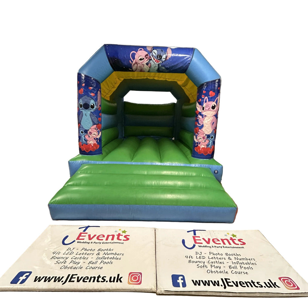 Stitch & Angel Blue & Green Bouncy Castle