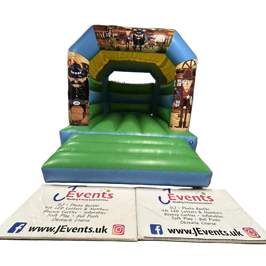 Wild West Bouncy Castle Blue & Green