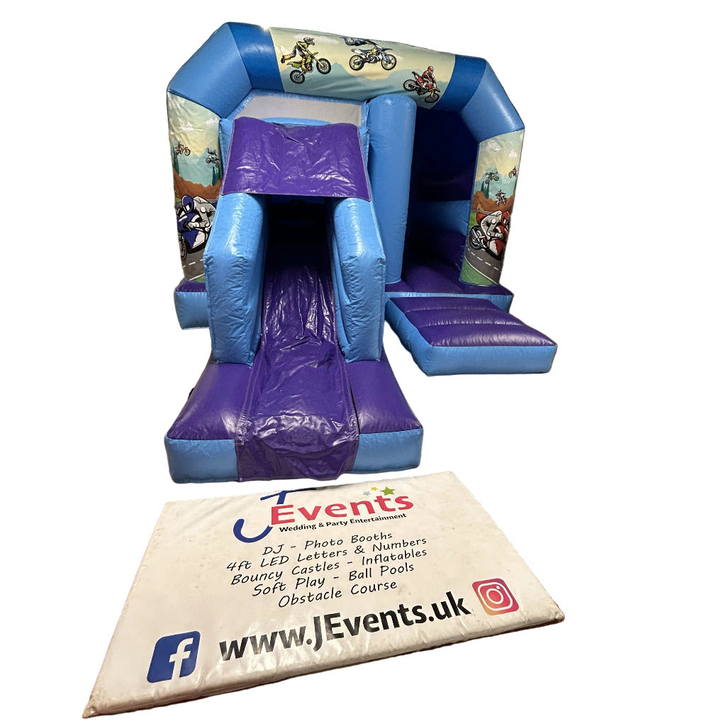 Blue & Purple Bounce 'n' Slide Motorcross / Motorbikes / Bikes Themed