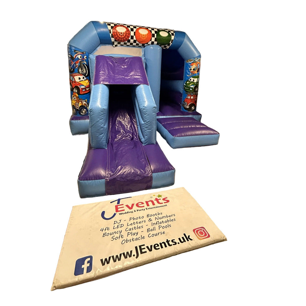 Blue & Purple Bounce 'n' Slide Car / Traffic / Transport Themed