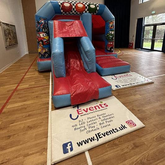 Red & Blue Bounce 'n' Slide Car / Traffic / Transport Themed