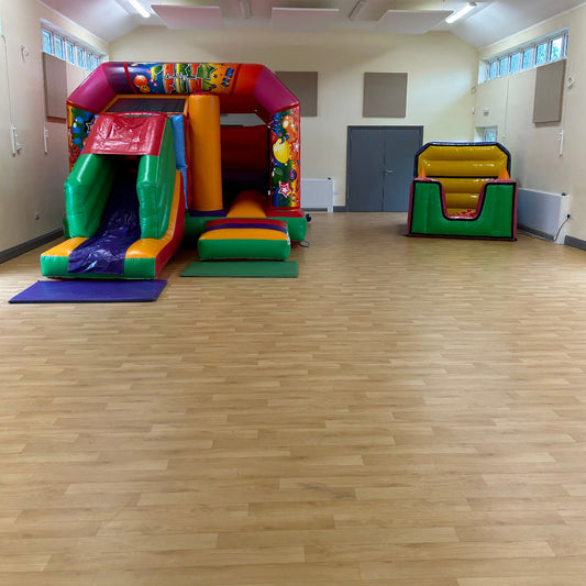 Multicoloured Bounce 'n' Slide Bouncy Castle & Inflatable Ball Pool Juggler Package