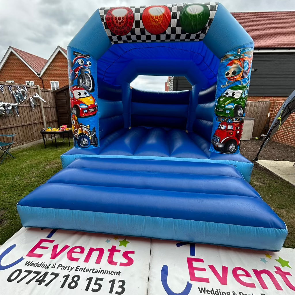 Blue Bouncy Castle Car / Traffic / Transport Themed