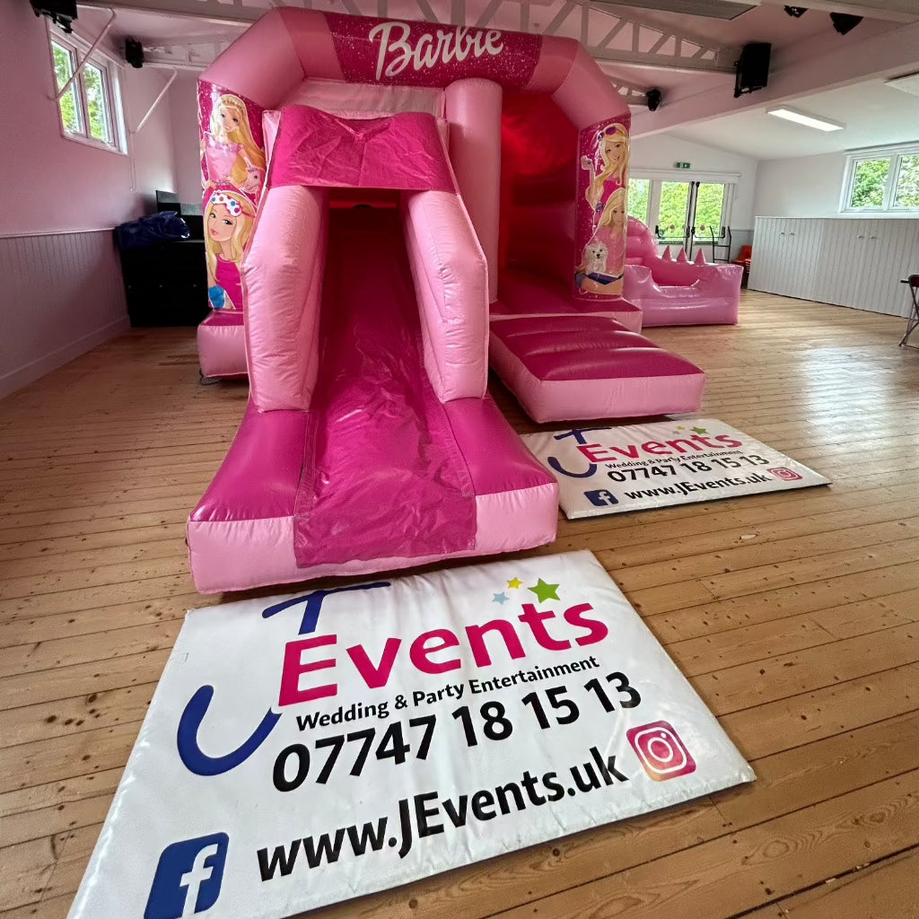 Barbie Pink Bounce 'n' Slide & 6ft Wooden Barbie Selfie Box