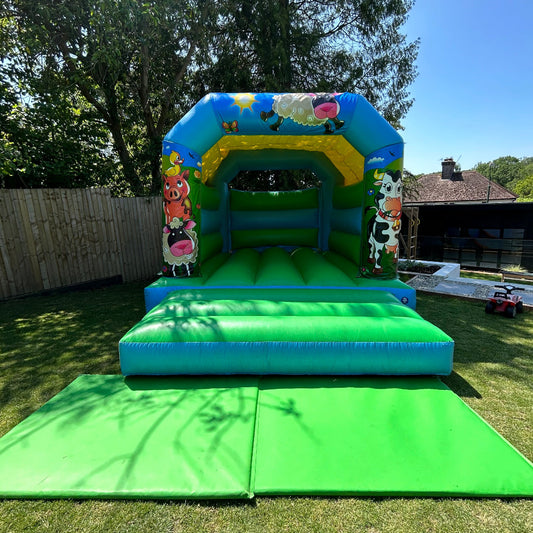 Farm Bouncy Castle Blue & Green