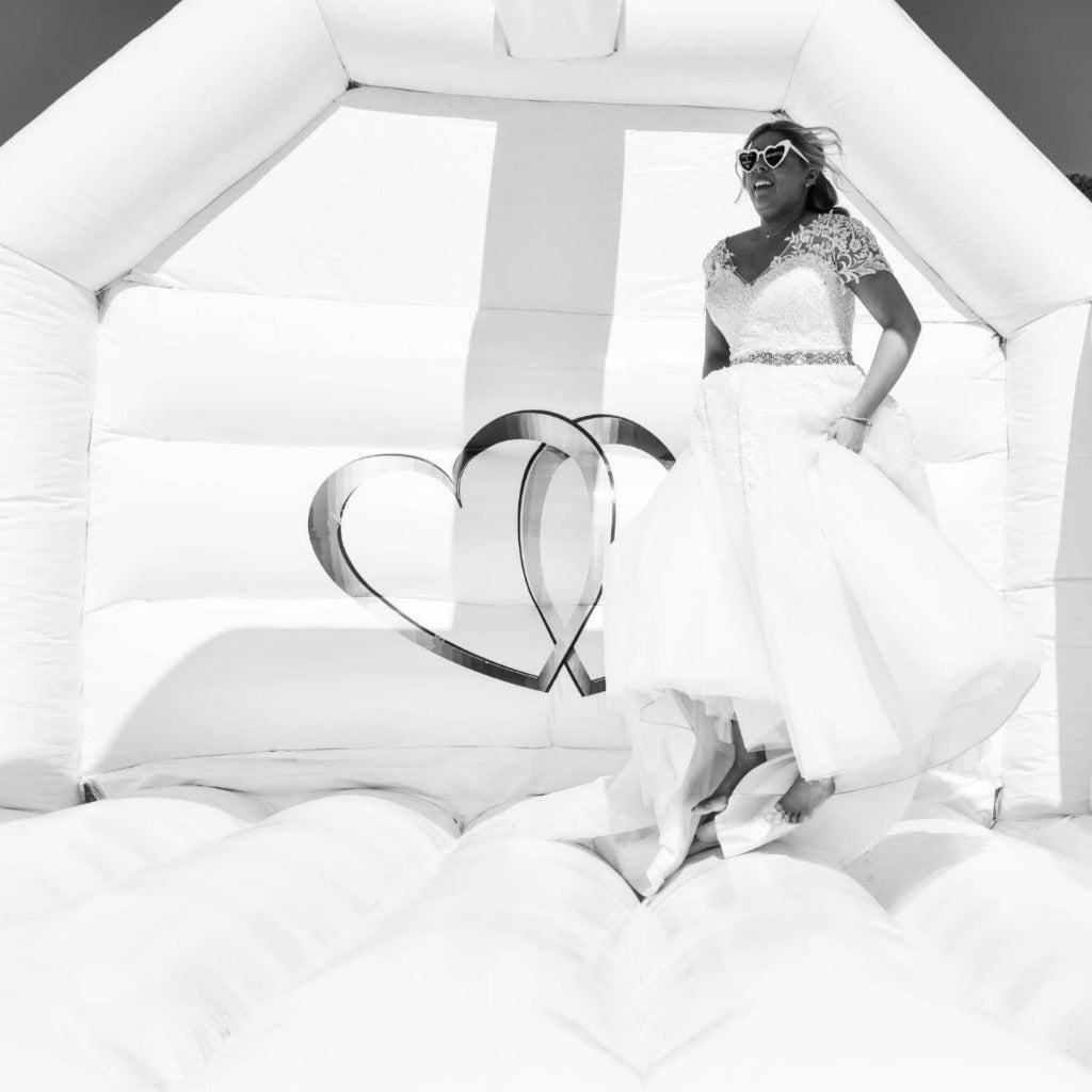 White Bouncy Castle Hearts