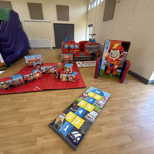 Firefighter / Fireman Junior Slide, Ball Pool, Soft Play, Face In The Hole & Hopscotch Package