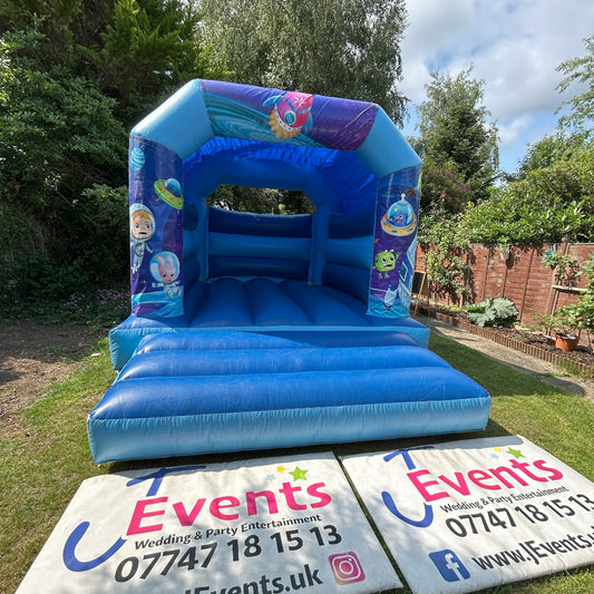 Space 2 Themed Bouncy Castle Blue & Blue
