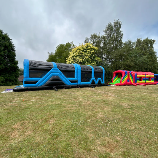 Assault Course 92ft / 46ft Multicoloured Inflatable Obstacle Course & 46ft Blue & Black Inflatable Obstacle Course