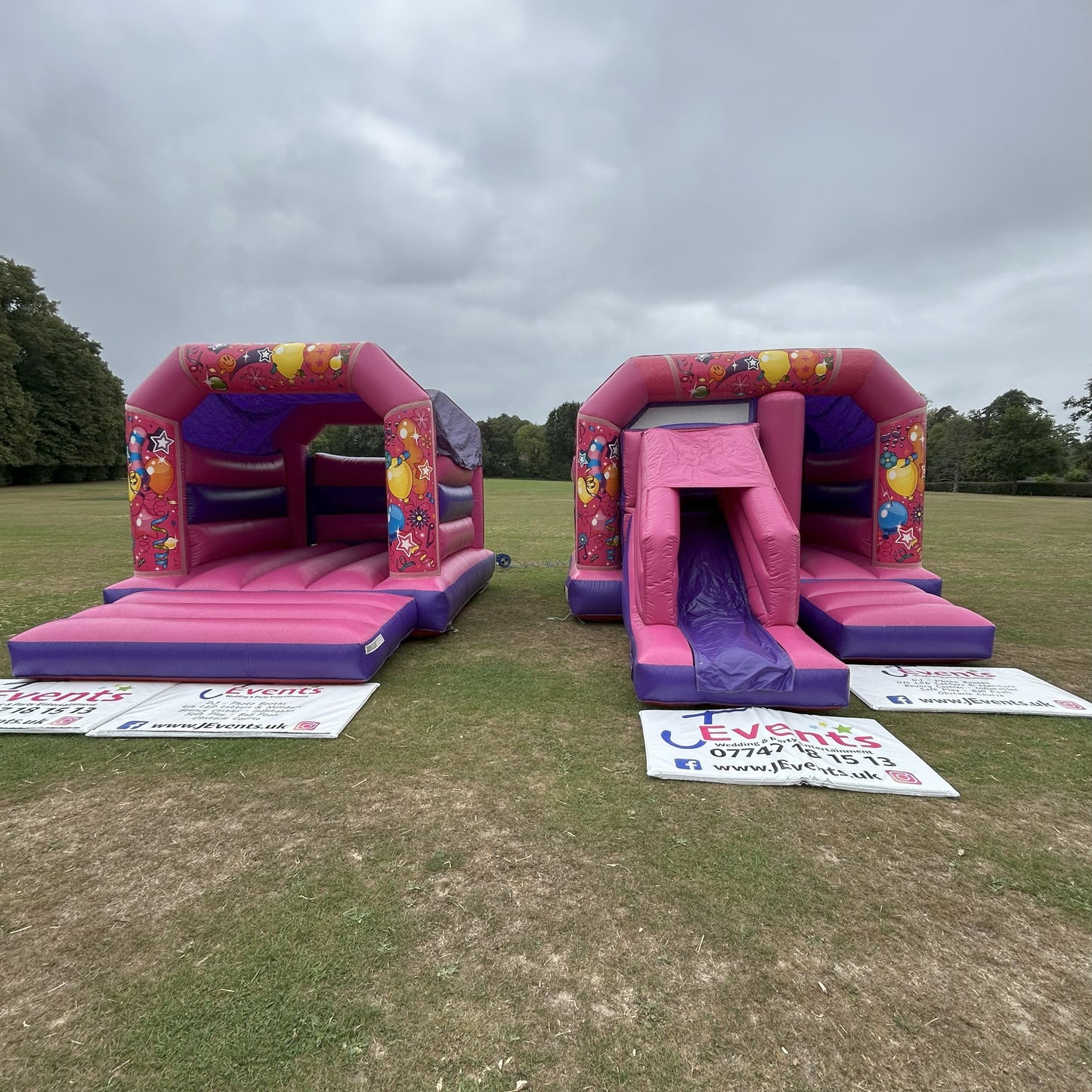 Pink & Purple Bouncy Castle & Pink & Purple Bounce 'n' Slide Bouncy Castle