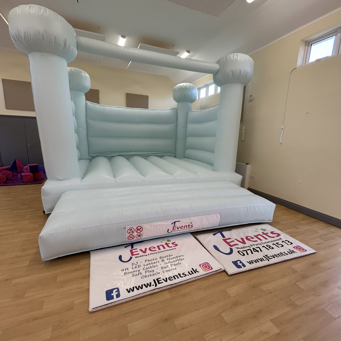 Pastel Light Mint Green / Ice Blue Bouncy Castle
