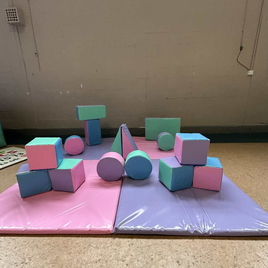 Multicoloured Mixed Pastel Pink, Pastel Blue, Pastel Green & Pastel Purple Bounce 'n' Slide Plain Ball Pool & Softplay Shapes