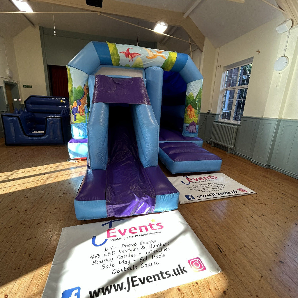 Cute Cartoon Dinosaur Bounce 'n' Slide Blue & Purple