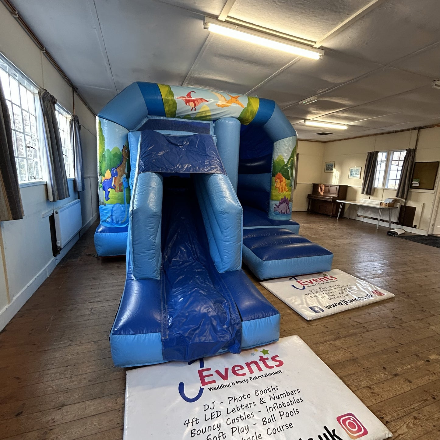 Cute Cartoon Dinosaur Bounce 'n' Slide Blue