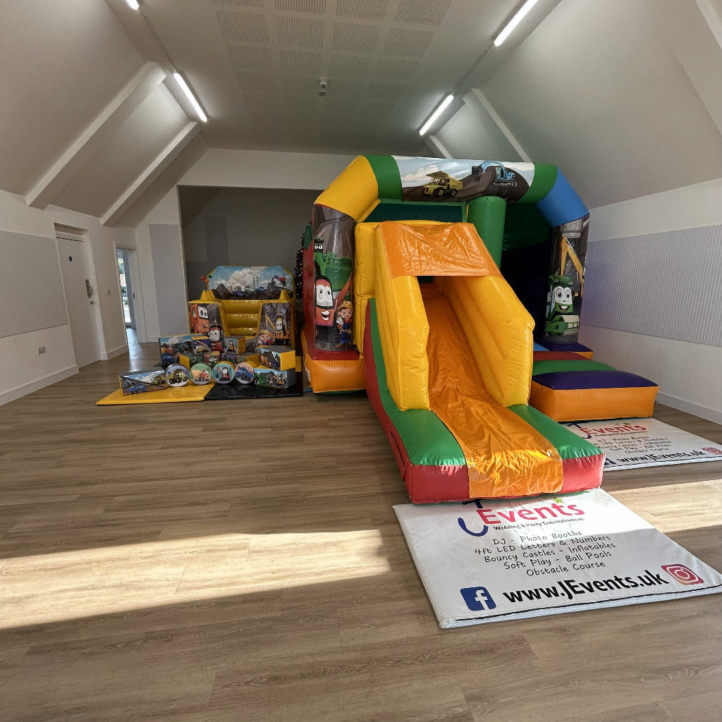 Rainbow Bounce 'n' Slide, Ball Pool & Soft Play Shapes Construction Cartoon Themed Package