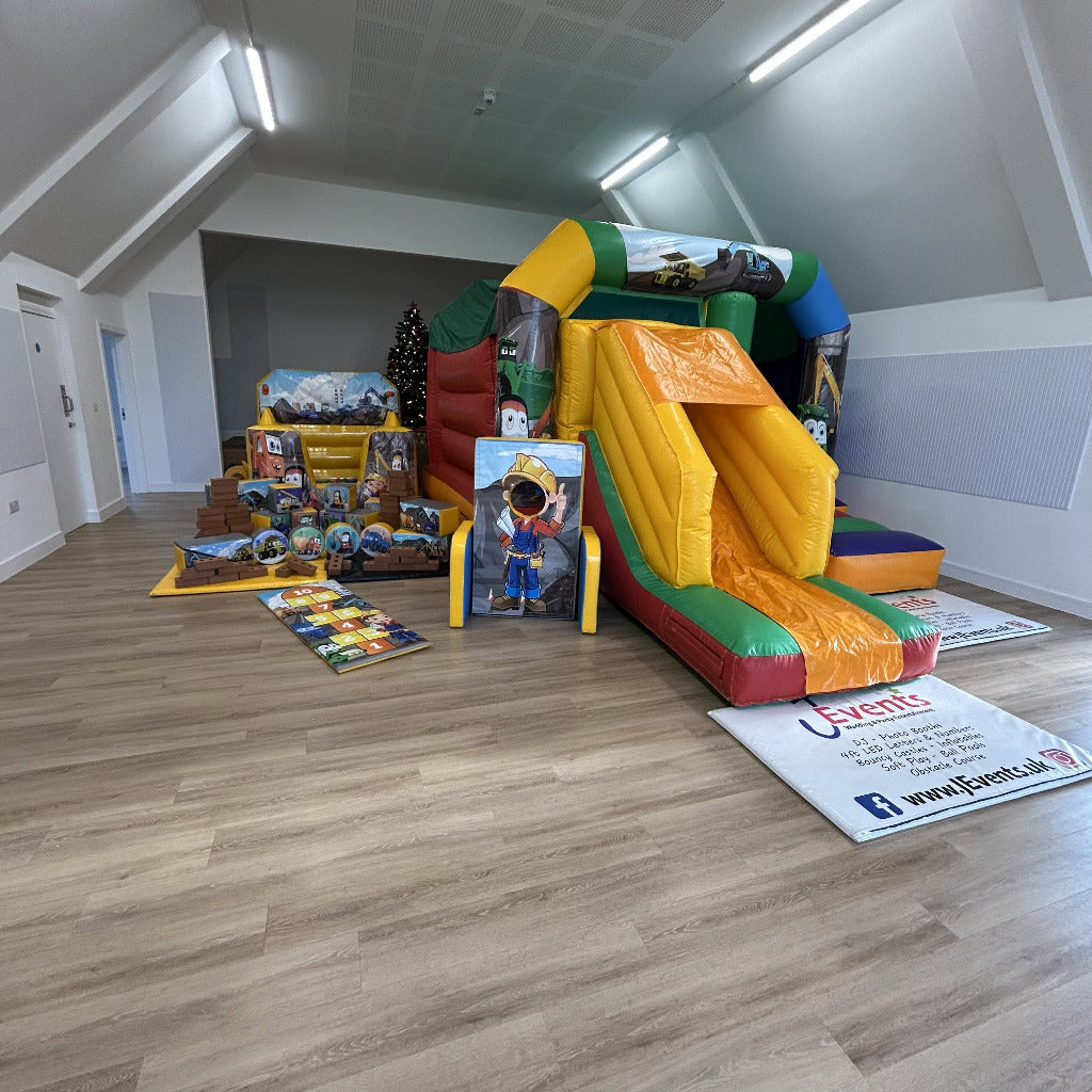 Rainbow Bounce 'n' Slide, Ball Pool, Soft Play Shapes, Face In The Hole, Hopscotch & Soft Bricks Construction Cartoon Themed Package