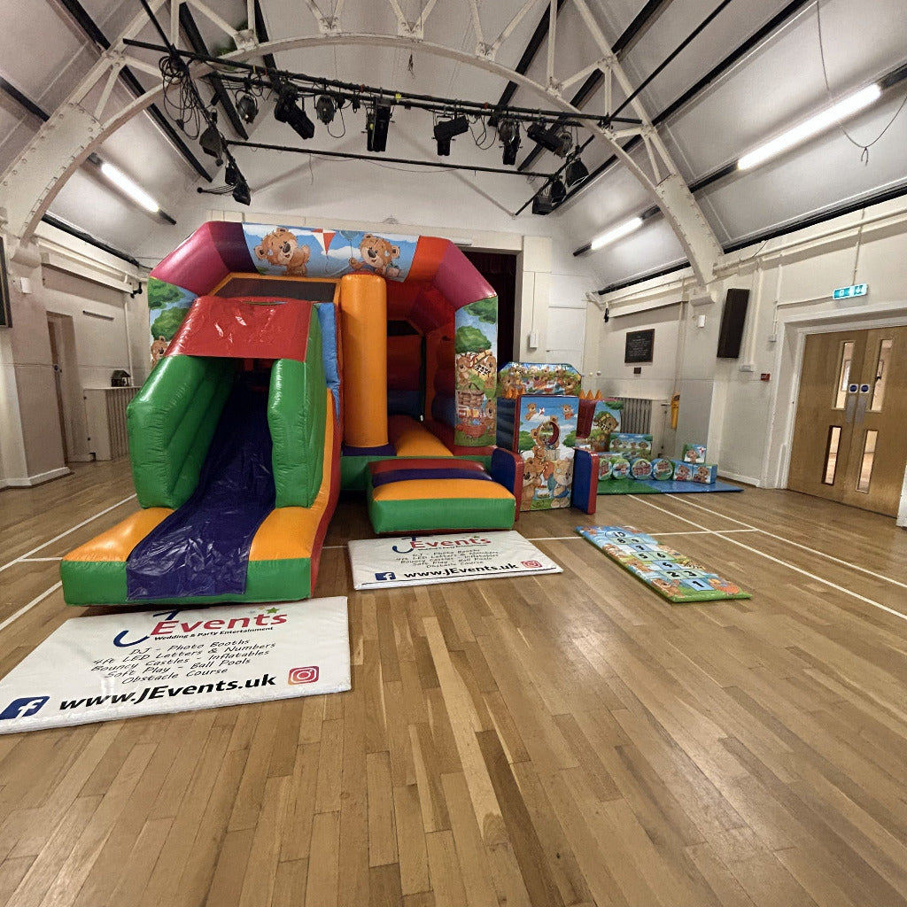 Multicoloured Bounce 'n' Slide Teddy Bear Picnic, Ball Pool, Soft Play, Hopscotch & Face In The Hole Package