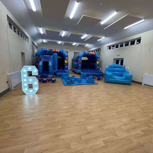 Blue Bouncy Castle, Blue Bounce 'n' Slide Bouncy Castle, Ball Pool & Soft Play Package