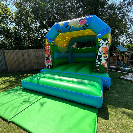 Farm Bouncy Castle Blue & Green