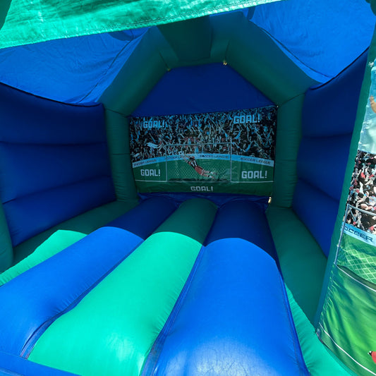 Football Bouncy Castle Blue & Green