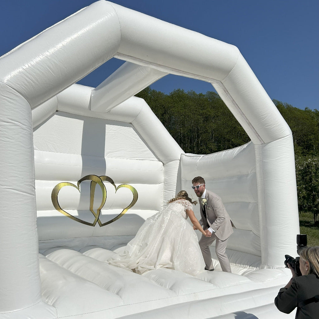 White Bouncy Castle Hearts