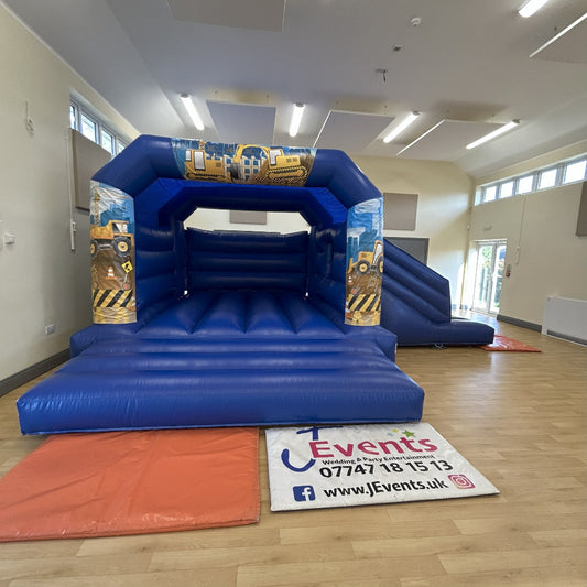 Blue Bounce 'n' Slide Construction Themed
