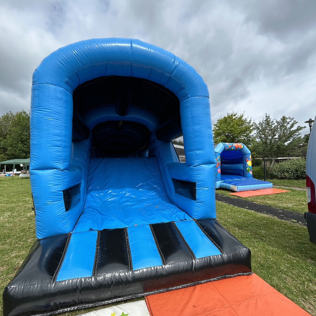 Assault Course 46ft Blue & Black Inflatable Obstacle Course & Bouncy Castle